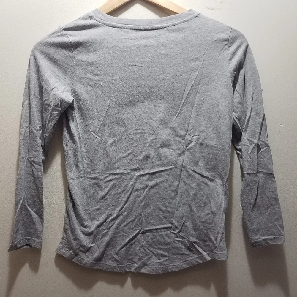 Disney Minnie Mouse Gray Long Sleeve Shirt with Bow Large L Girls 10/12